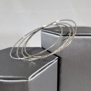 Set of 4 Stainless Steel Silver Bangle Bracelettes